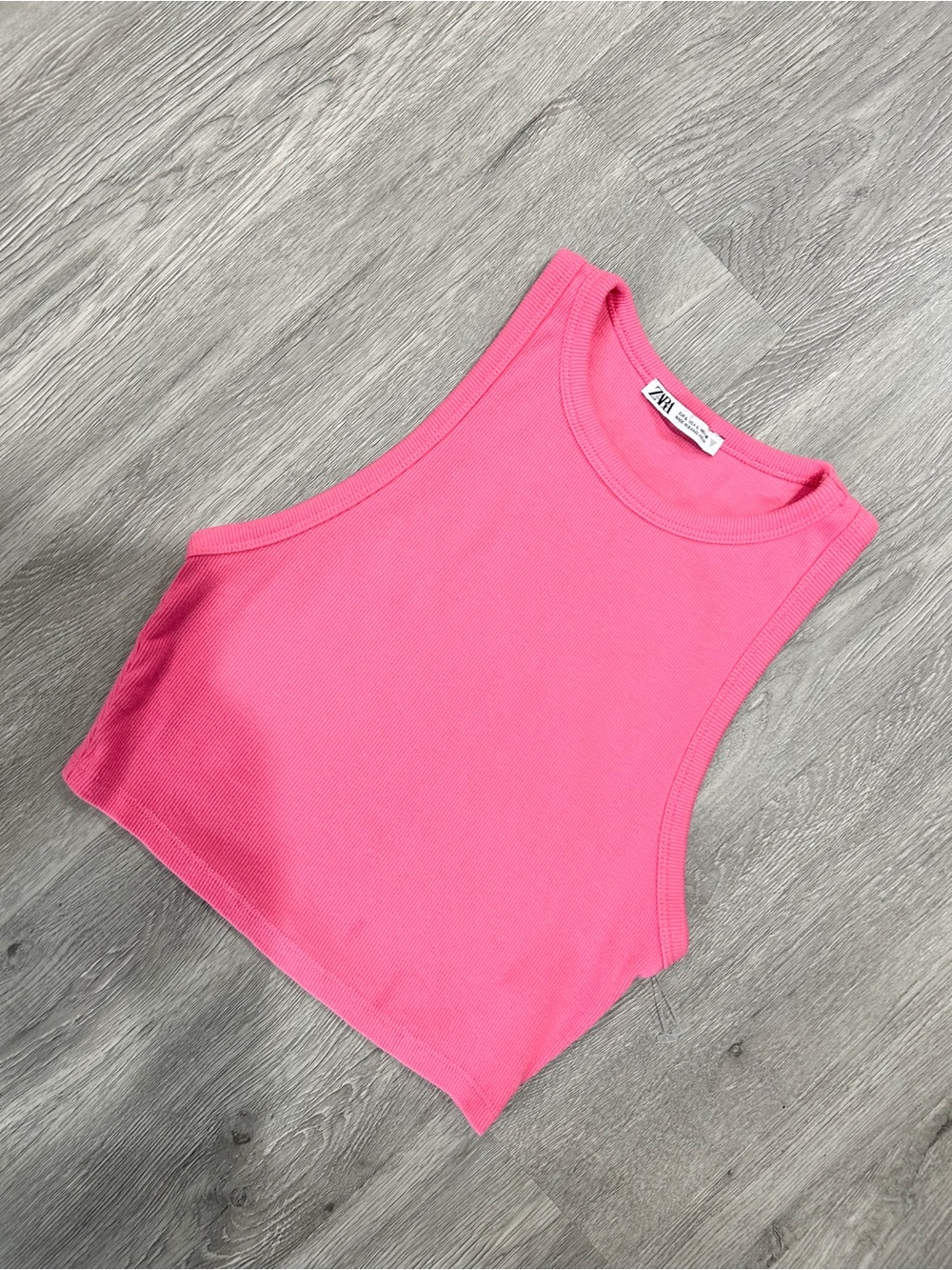 Zara Bright Pink Ribbed Cropped Tank